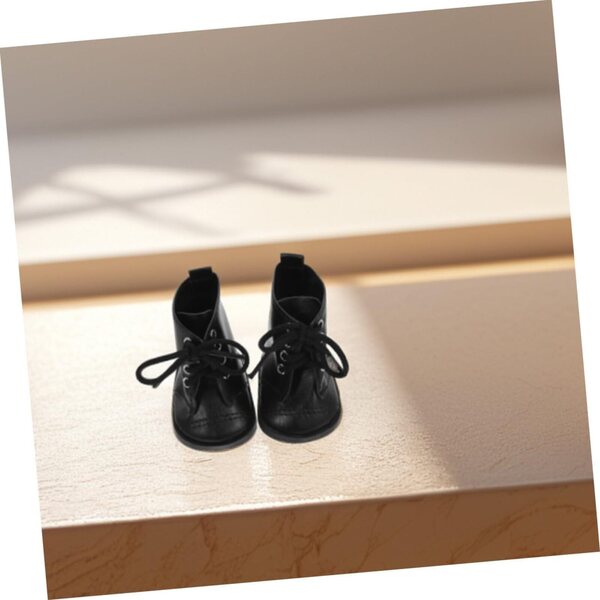 2 paia stivali in pelle PU per bambole 7,5x5,8x4,3 cm - Accessori moda bambole nero