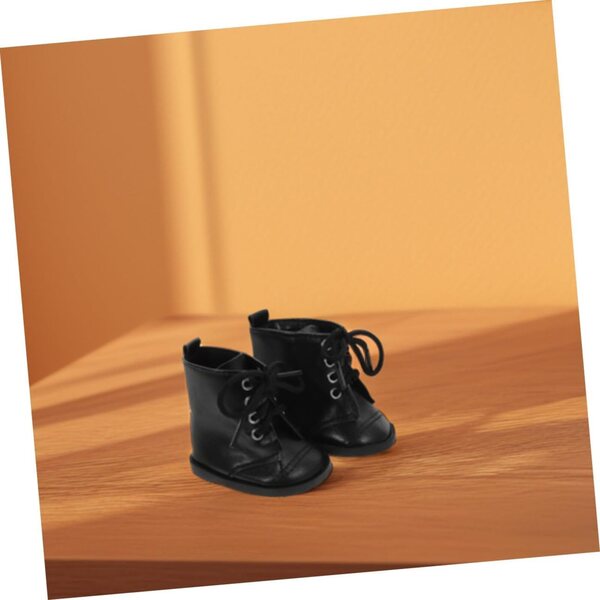 2 paia stivali in pelle PU per bambole 7,5x5,8x4,3 cm - Accessori moda bambole nero