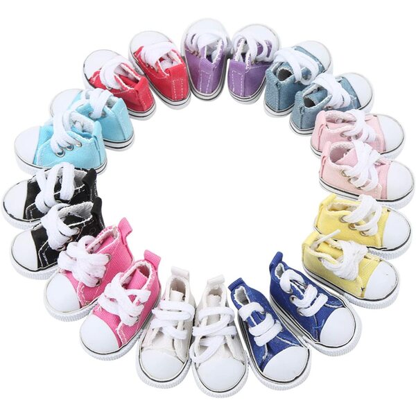 Sorandy 10 Paia Scarpe di Tela Bambole 1/6 Fondo Gomma Antiscivolo Vari Colori