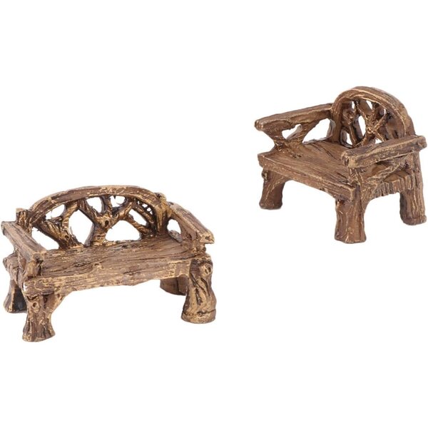 Toyvian Mini-Tisch und Stuhl aus Kunstharz für Mikrogärten und Bonsai, 2er-Set