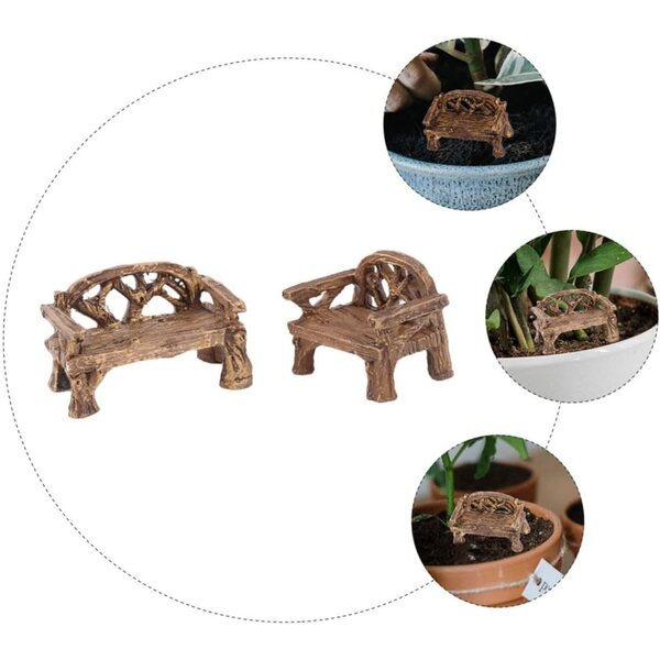Toyvian Mini Tavolo e Sedia in Resina per Micro Giardini e Bonsai, Set 2 Pezzi