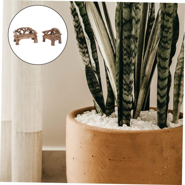 Toyvian Mini Tavolo e Sedia in Resina per Micro Giardini e Bonsai, Set 2 Pezzi