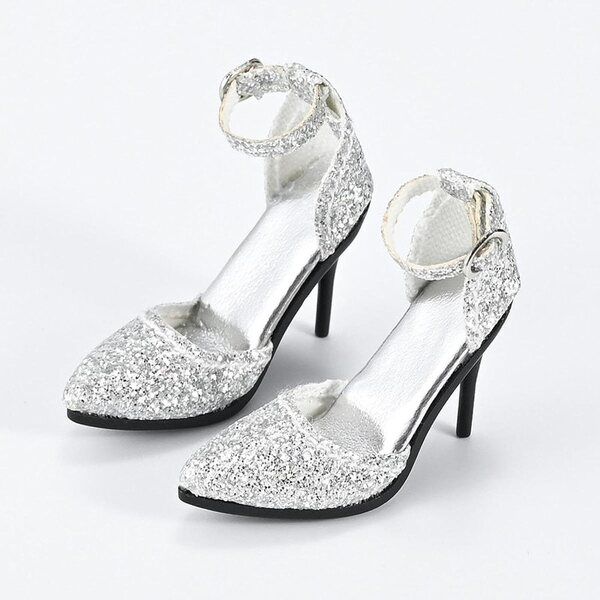 harayaa Sandali con Tacco Alto per Bambole 12 Pollici 1/6 Scarpe Tacchi Argento