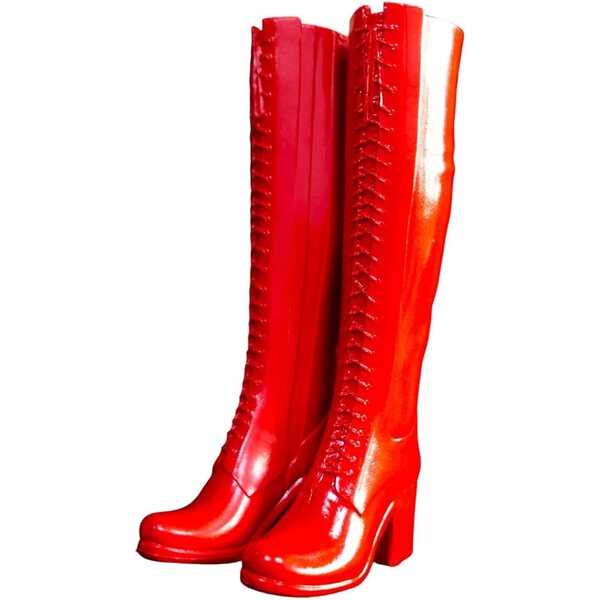 Oshhni Stivali alti 1:6 per Bambole 12'' con Tacco Alto e Punta Tonda, Rosso