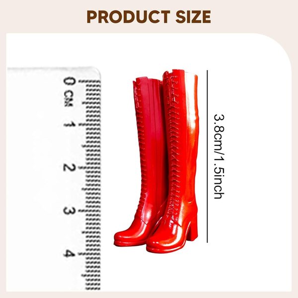 Oshhni Stivali alti 1:6 per Bambole 12'' con Tacco Alto e Punta Tonda, Rosso