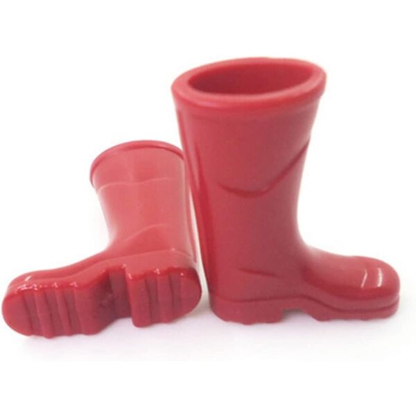 Mini Stivali da Pioggia per Casa delle Bambole in scala 1:12 colore rosso in plastica