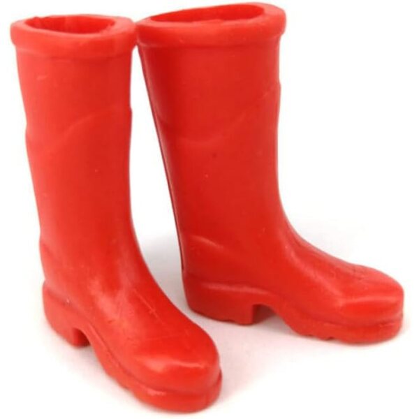 Mini Stivali da Pioggia per Casa delle Bambole in scala 1:12 colore rosso in plastica
