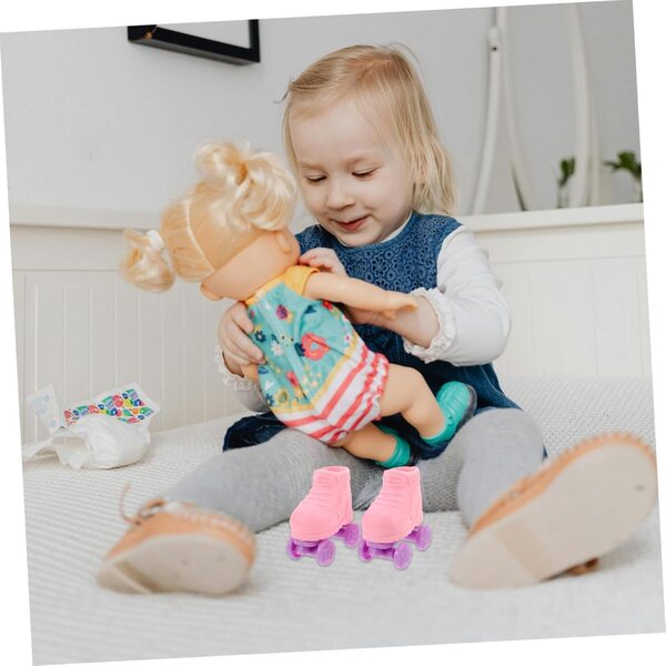 BESPORTBLE 3 Paar Mini-Rollschuhe für rosa Kunststoffpuppen im Maßstab 1/8