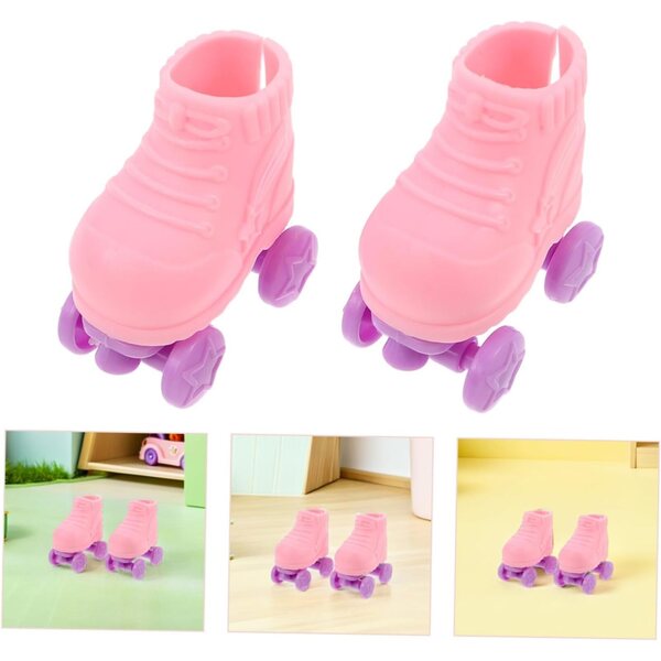 Beaupretty 3 Paar rosa Rollschuhe für Miniatur-Puppenhaus-Zubehör