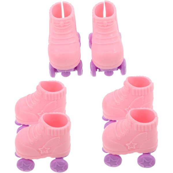 KOMBIUDA 3 Paia Pattini a Rotelle Rosa per Bambole Miniature 6x5,5x3 cm