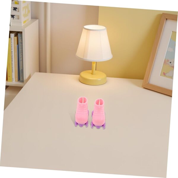 KOMBIUDA 3 Paia Pattini a Rotelle Rosa per Bambole Miniature 6x5,5x3 cm