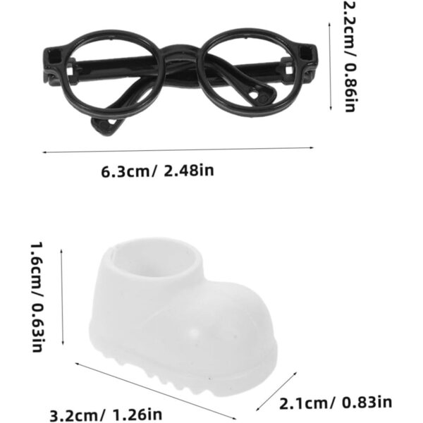 Accessori Miniature per Bambole: Scarpe Bianche e Occhiali Rotondi Neri Kit Completo DIY