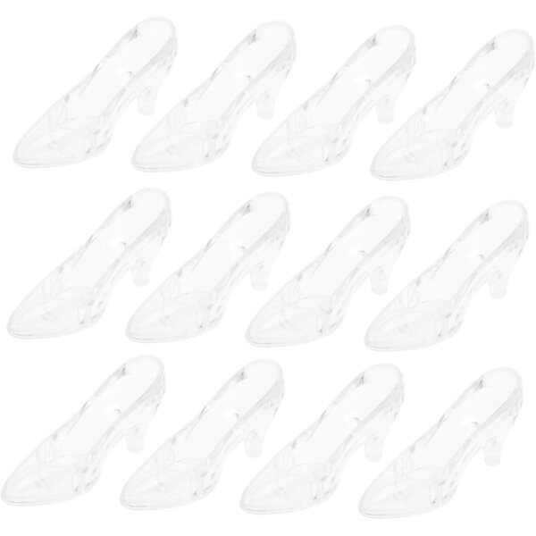 12 Mini Scarpe di Cristallo Trasparente per Decorazioni Casa e Ufficio, Acrilico Resistente
