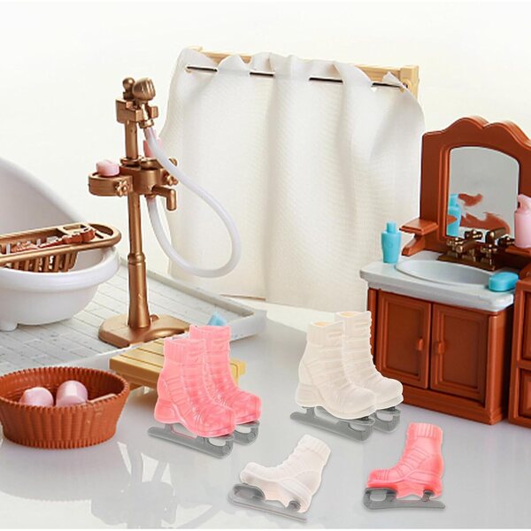 4 Paar Miniatur-Puppenschlittschuhe aus strapazierfähigem und dekorativem Kunststoff