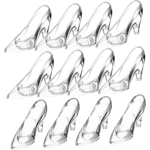 12 Decorazioni Scarpe Cristallo Trasparente Miniature Eleganti per Festa e Matrimonio