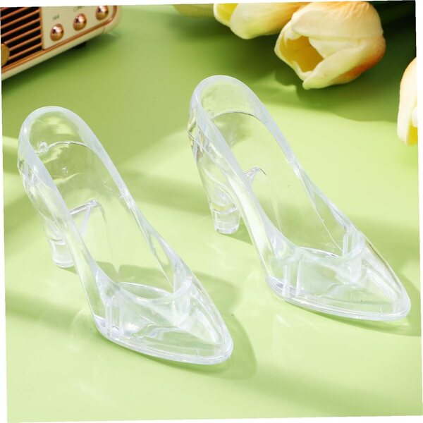 12 Decorazioni Scarpe Cristallo Trasparente Miniature Eleganti per Festa e Matrimonio