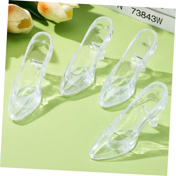 12 Decorazioni Scarpe Cristallo Trasparente Miniature Eleganti per Festa e Matrimonio