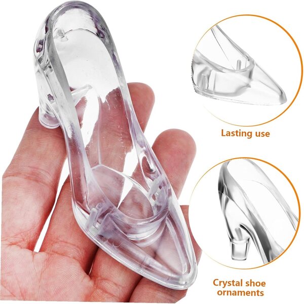 12 Decorazioni Scarpe Cristallo Trasparente Miniature Eleganti per Festa e Matrimonio
