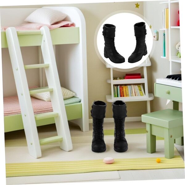 ORFOFE Stivali in Pelle Sintetica Neri per Bambole Articolate Miniature Resistenti