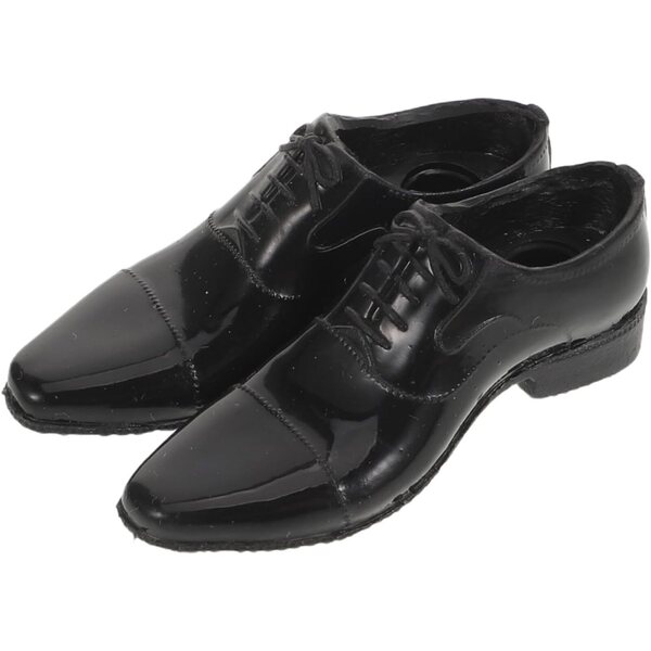 Scarpe nere in miniatura per action figure 1/6 con dettagli realistici HEALSOPTHY