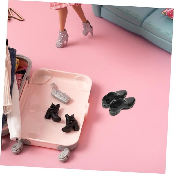 Scarpe nere in miniatura per action figure 1/6 con dettagli realistici HEALSOPTHY