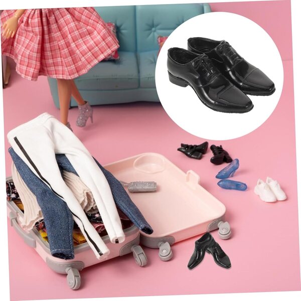 Scarpe nere in miniatura per action figure 1/6 con dettagli realistici HEALSOPTHY
