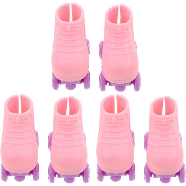 Gatuida 3 paia Pattini a Rotelle in Miniatura per Bambole - Accessori Decorativi in Plastica Rosa