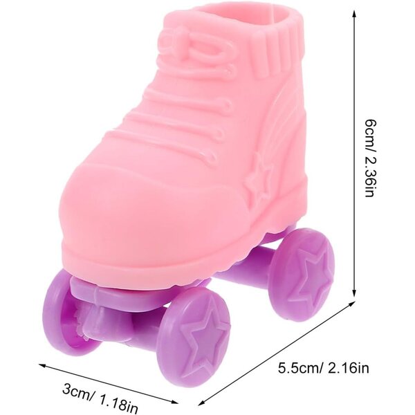 Gatuida 3 paia Pattini a Rotelle in Miniatura per Bambole - Accessori Decorativi in Plastica Rosa
