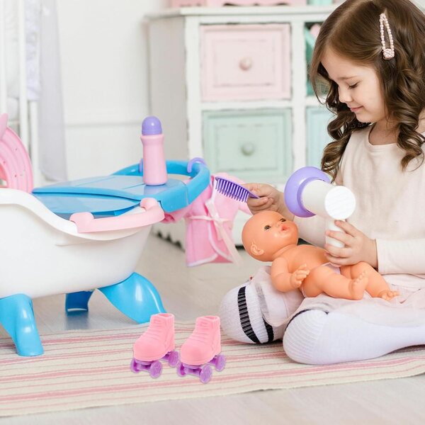 Gatuida 3 paia Pattini a Rotelle in Miniatura per Bambole - Accessori Decorativi in Plastica Rosa