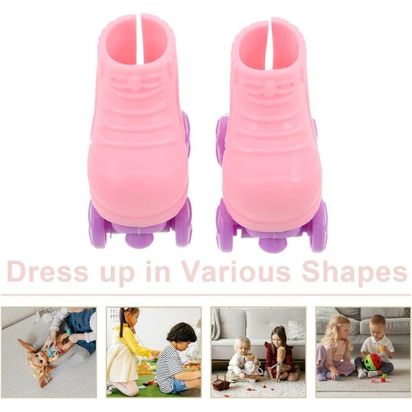 Gatuida 3 paia Pattini a Rotelle in Miniatura per Bambole - Accessori Decorativi in Plastica Rosa