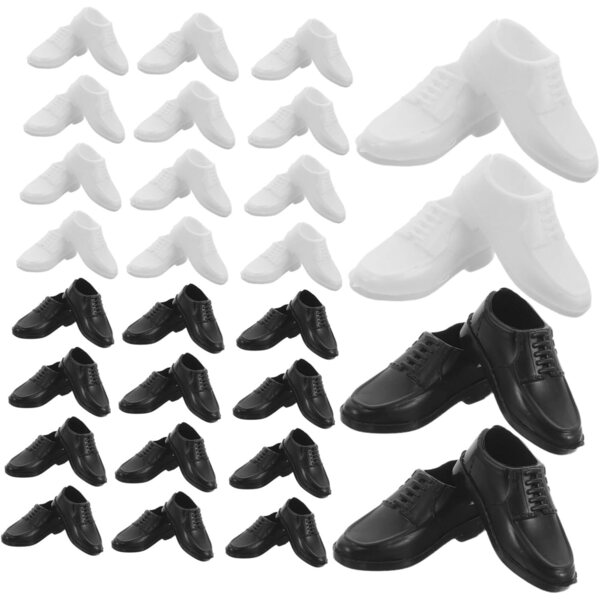 Vaguelly 40 Miniatur-Puppenschuhe aus Kunststoff im echten Stil für das Puppenhaus