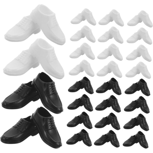 40 schwarze Mini-Kunststoffschuhe für männliche Puppen – Anziehdekorationen und Accessoires
