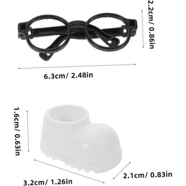KOMBIUDA Set Occhiali e Scarpe in Miniatura per Bambole - Accessori Creativi e Facili da Usare