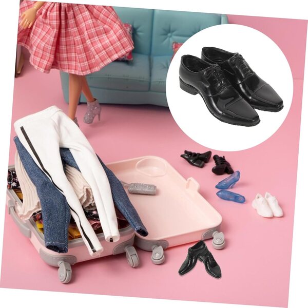 Vaguelly Miniaturschuhe aus schwarzem Kunstleder für 1/6 Actionfigur