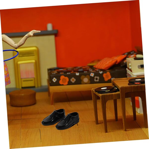 PLAFOPE 10 Paia Scarpe Miniatura per Case delle Bambole Scala 1/6 Nero