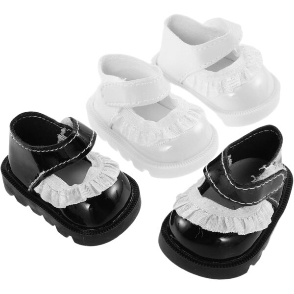 Vaguelly 2 Paar Schuhe für wiedergeborene Puppen aus PU mit floraler Spitze, elegant und realistisch