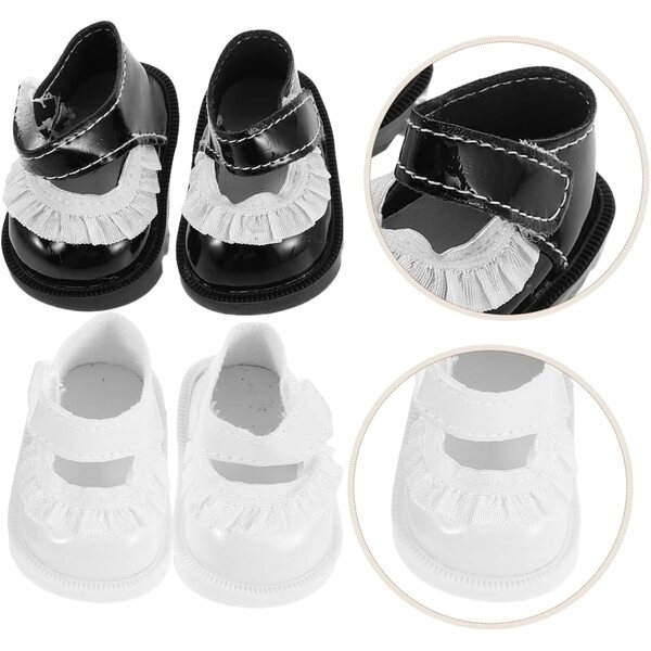 Vaguelly 2 Paar Schuhe für wiedergeborene Puppen aus PU mit floraler Spitze, elegant und realistisch