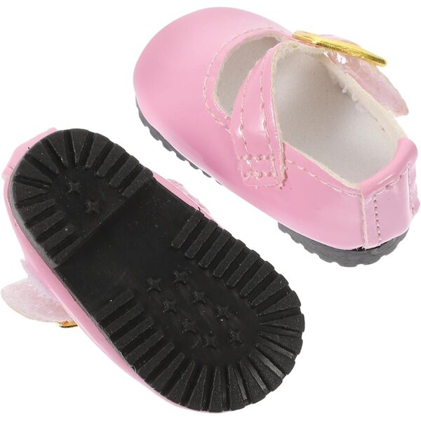 Rosa PU-Lederschuhe für 15-cm-BJD-Puppen, süßes Design und zarte Nähte