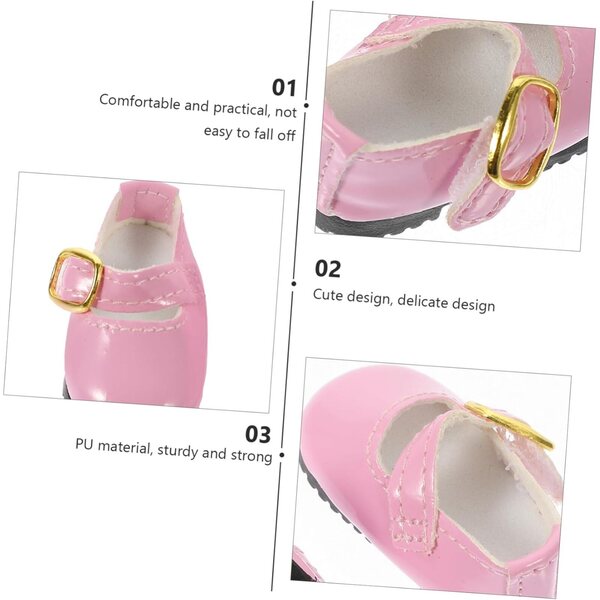 Rosa PU-Lederschuhe für 15-cm-BJD-Puppen, süßes Design und zarte Nähte