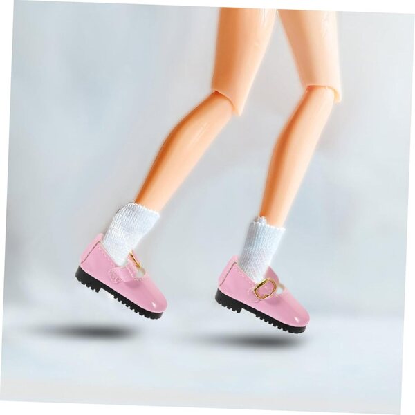 Rosa PU-Lederschuhe für 15-cm-BJD-Puppen, süßes Design und zarte Nähte