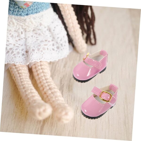 Rosa PU-Lederschuhe für 15-cm-BJD-Puppen, süßes Design und zarte Nähte