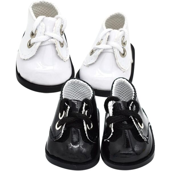 Hemobllo Mini Scarpe in Pelle per Bambole 20 cm Set 2 Paia Nero e Bianco
