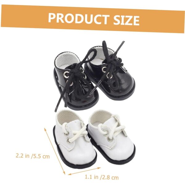 Hemobllo Mini Scarpe in Pelle per Bambole 20 cm Set 2 Paia Nero e Bianco