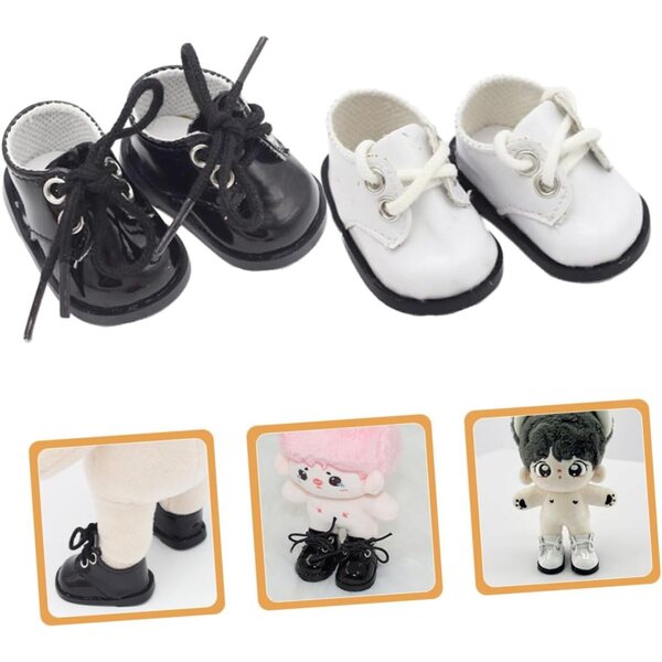 Hemobllo Mini Scarpe in Pelle per Bambole 20 cm Set 2 Paia Nero e Bianco