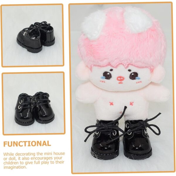Hemobllo Mini Scarpe in Pelle per Bambole 20 cm Set 2 Paia Nero e Bianco