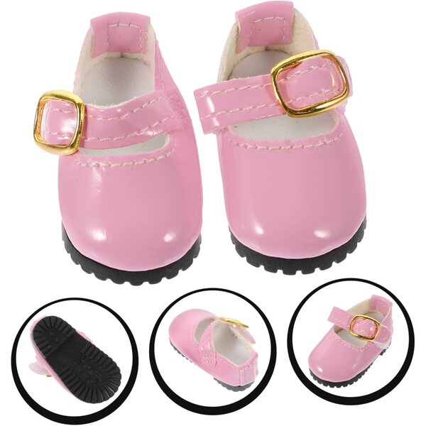Schuhe für 15-cm-Puppen aus rosa PU-Leder – zarte und bequeme Accessoires