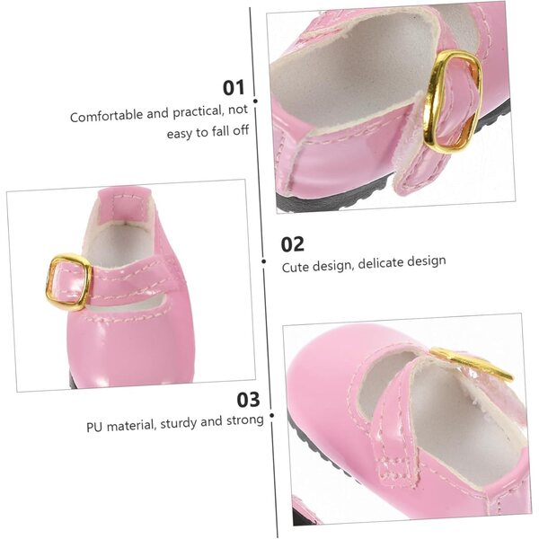 Schuhe für 15-cm-Puppen aus rosa PU-Leder – zarte und bequeme Accessoires