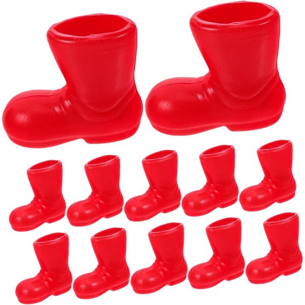 STOBAZA 6 Paia Mini Stivali Babbo Natale per Case delle Bambole Rosso Realistici