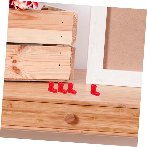 STOBAZA 6 Paia Mini Stivali Babbo Natale per Case delle Bambole Rosso Realistici