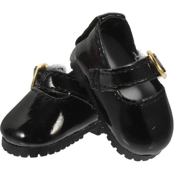 Mini-Schuhe aus schwarzem Kunstleder für BJD-Puppen – dekorative Accessoires 4,5 cm